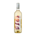 Logodaj Winery Melnik White - Premium white wine from Bulgaria, featuring an artistic label with abstract flowing waves in shades of peach, cream, and deep purple.
