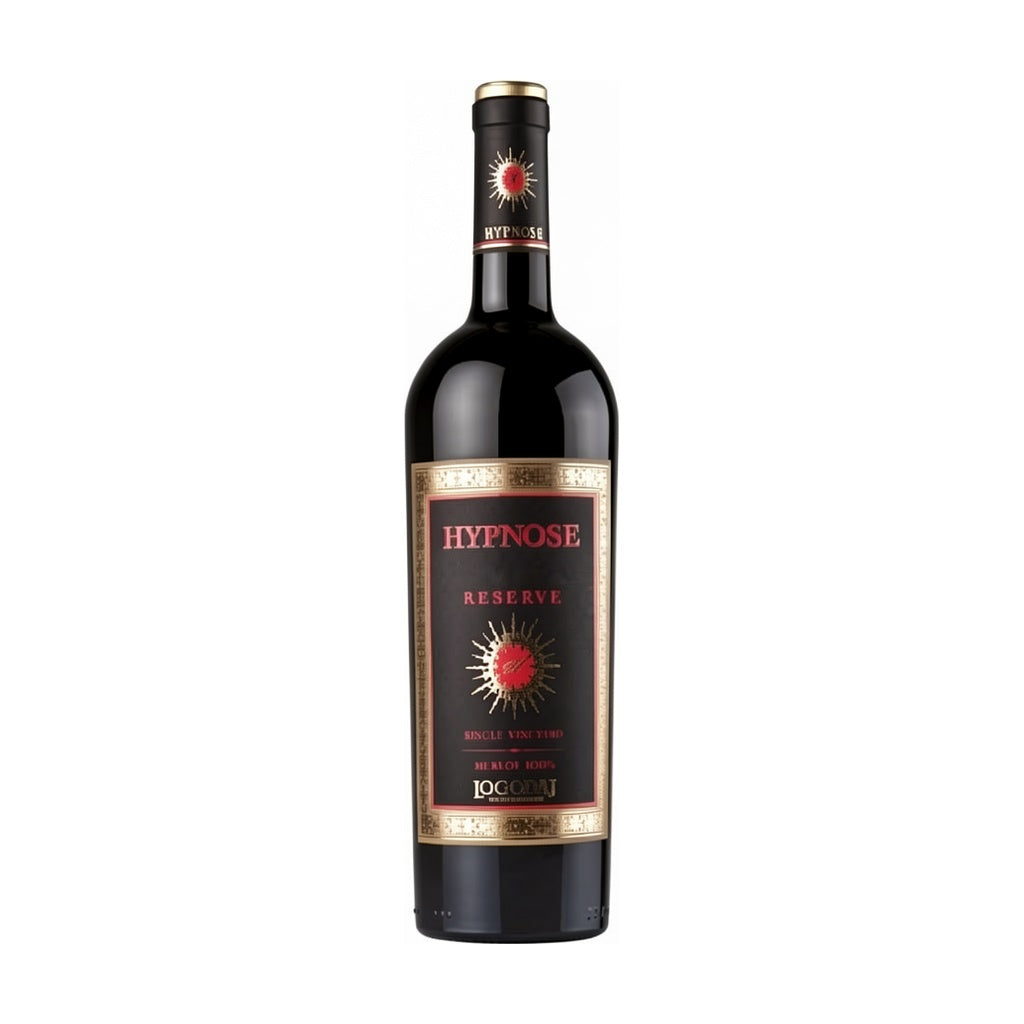 Logodaj Winery Hypnose Merlot Reserve - Premium red wine from Bulgaria, elegant bottle with deep crimson liquid
