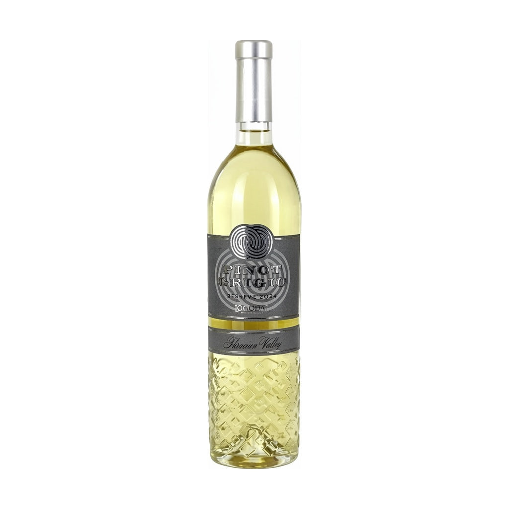 Logodaj Winery Pinot Grigio Reserve - Premium white wine from Bulgaria, elegant bottle with pale straw liquid
