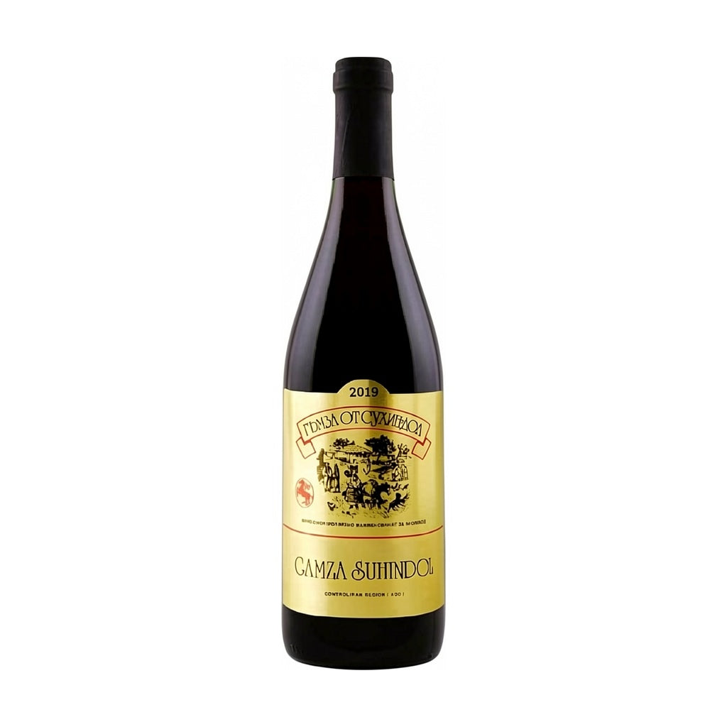 Lovico Suhindol Winery Gamza Suhindol AOC Golden Label - Premium red wine from Bulgaria, elegant bottle with deep crimson liquid
