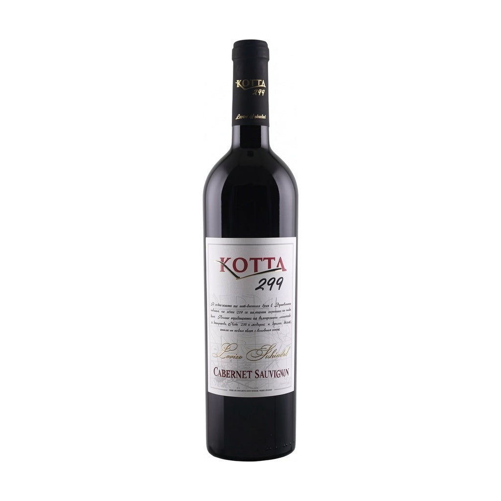 Lovico Suhindol Winery KOTTA 299 Cabernet Sauvignon - Premium red wine from Bulgaria, elegant bottle with deep crimson liquid