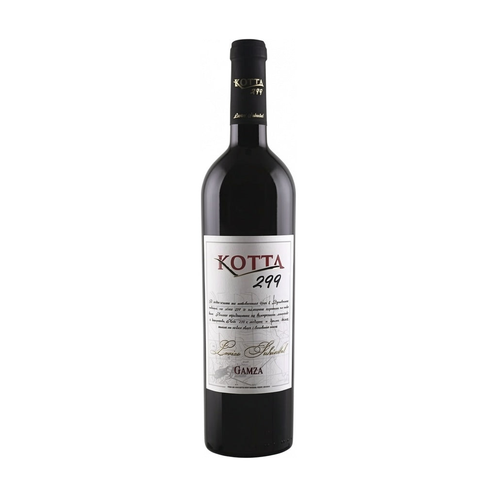 Lovico Suhindol Winery KOTTA 299 Gamza - Premium red wine from Bulgaria, elegant bottle with deep crimson liquid
