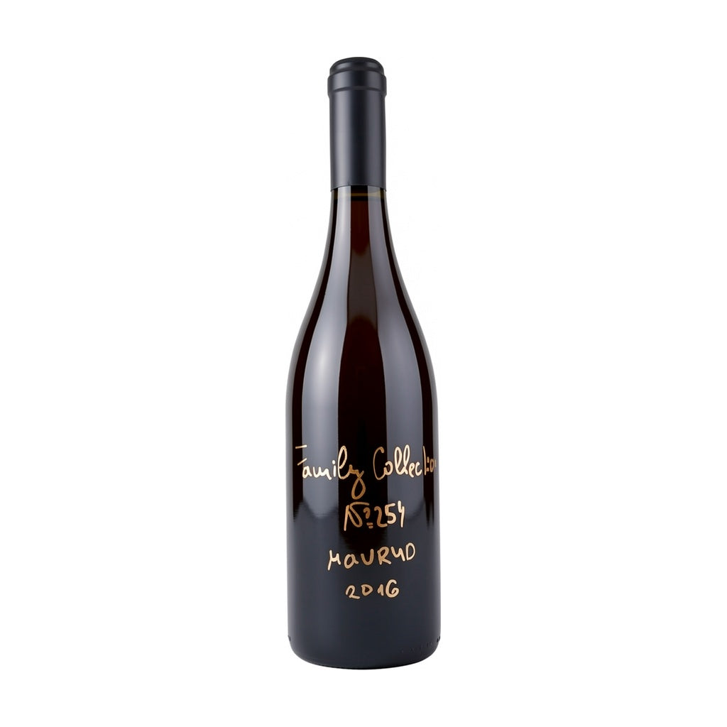 Zagreus Winery Family Collection Mavrud red wine bottle on white background.