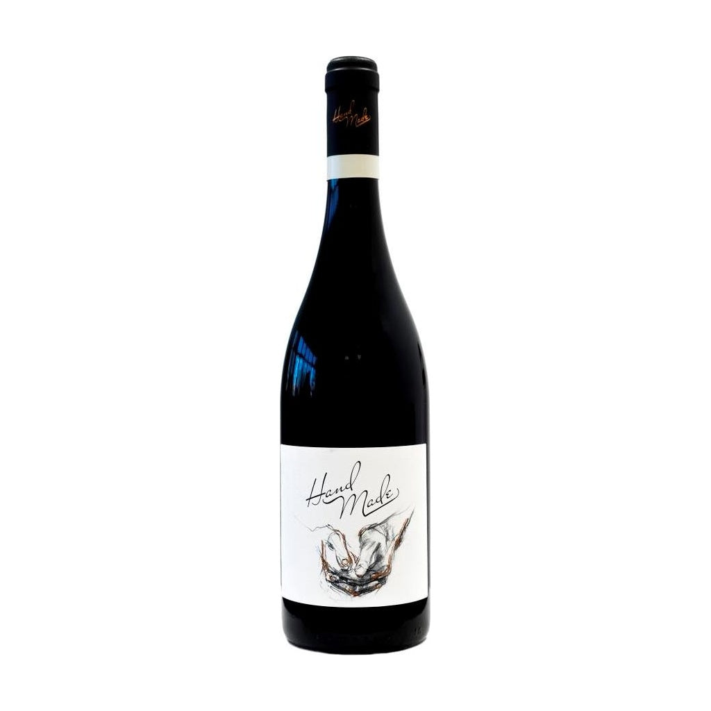 Premium red wine bottle from Zagreus Winery, Bulgaria, featuring the artistic 'Hand Made' label on a clean white background.