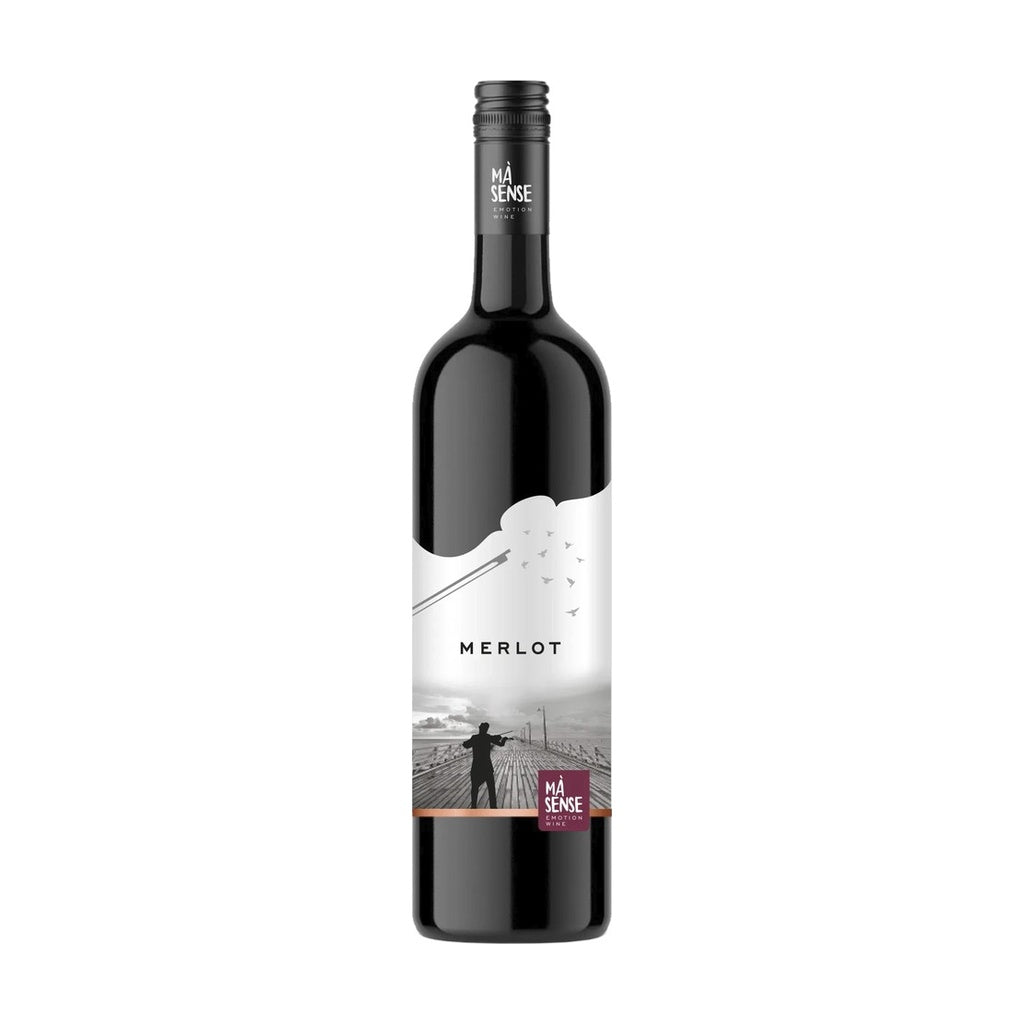 Zagreus Winery Ma Sense Merlot red wine bottle on white background.