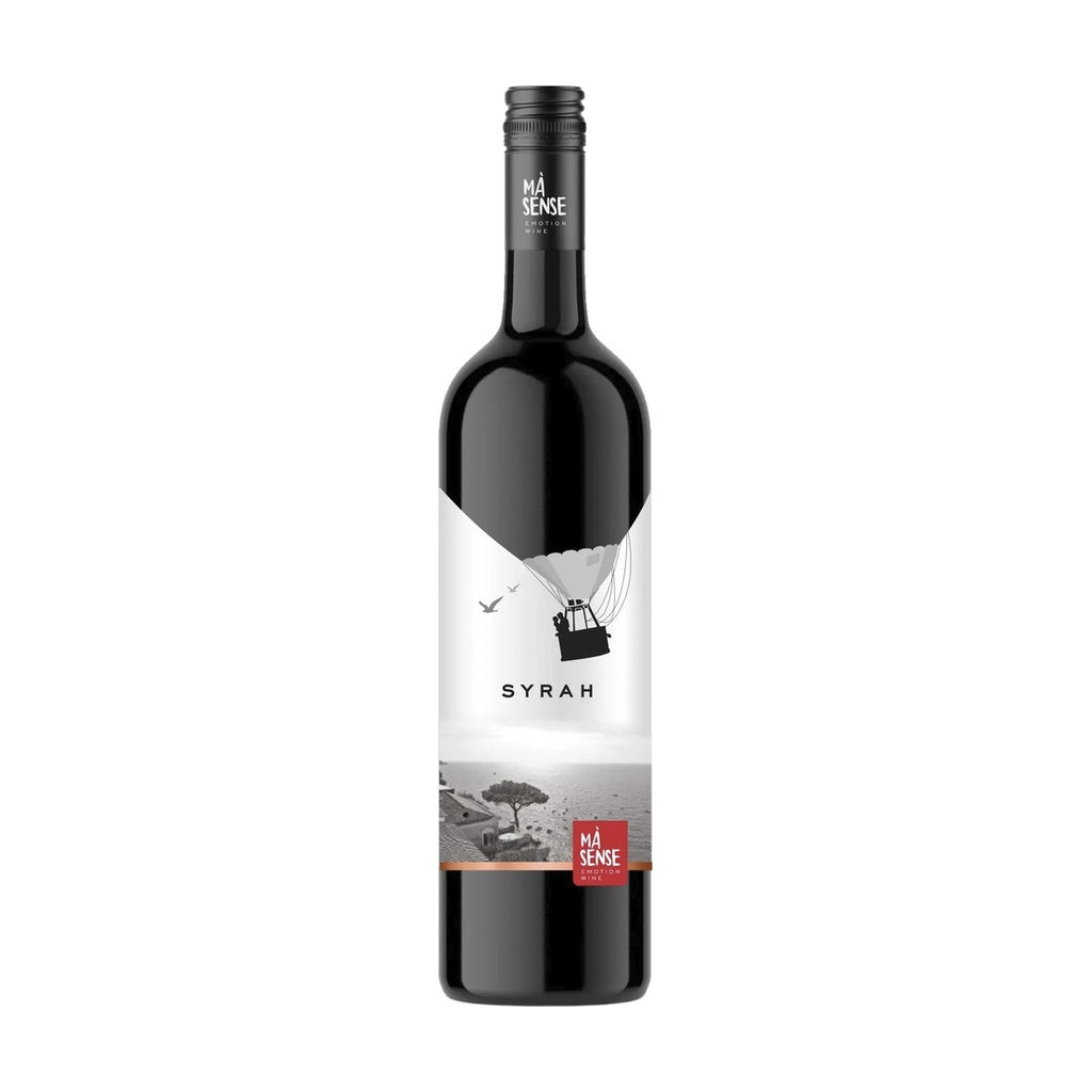 Zagreus Winery Ma Sense Syrah red wine bottle on white background.